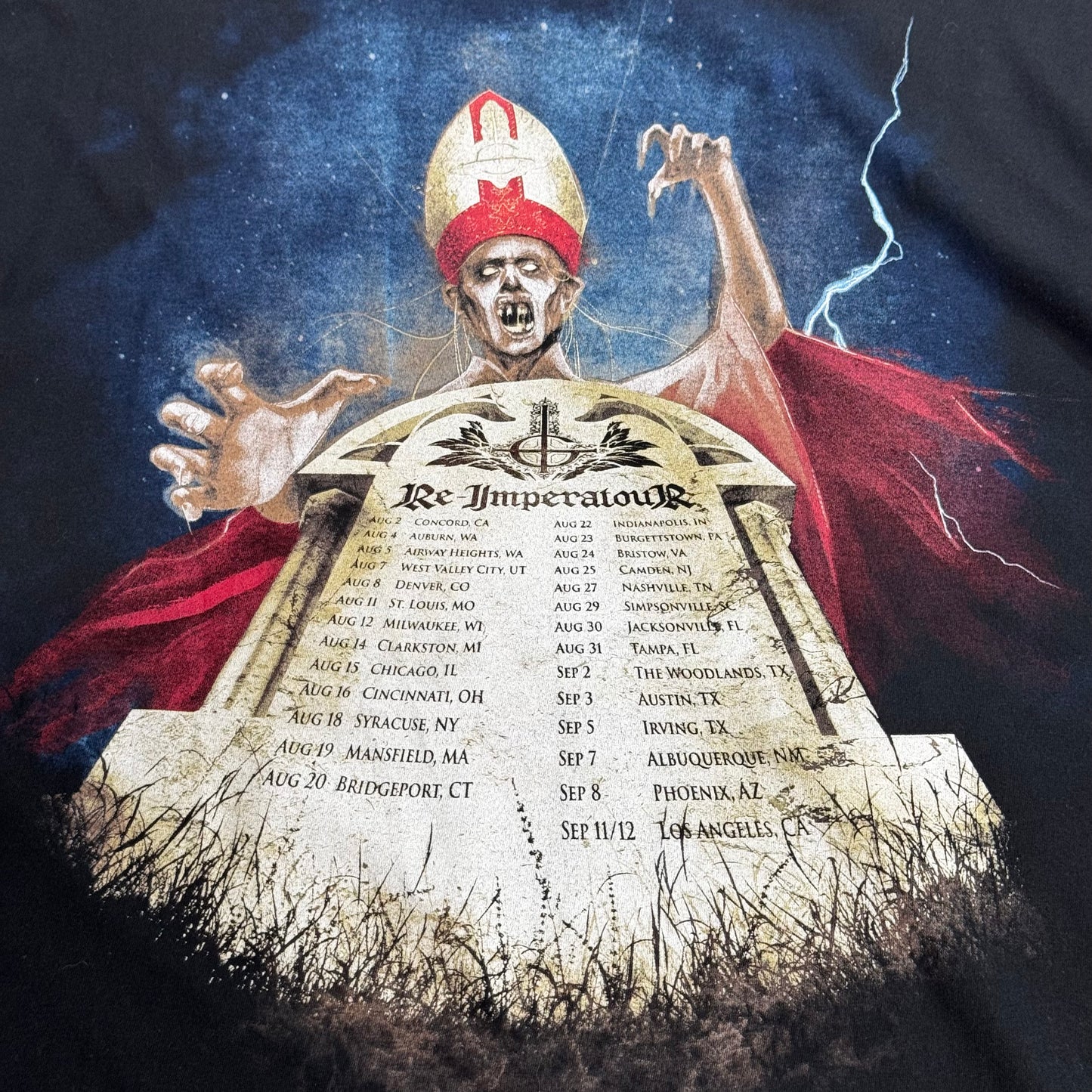 【Ghost / Re-Imperatour プリントTシャツ】バンドT / ブラック / 両面プリント / OPTIMA / 2XL / メキシコ製/6-14