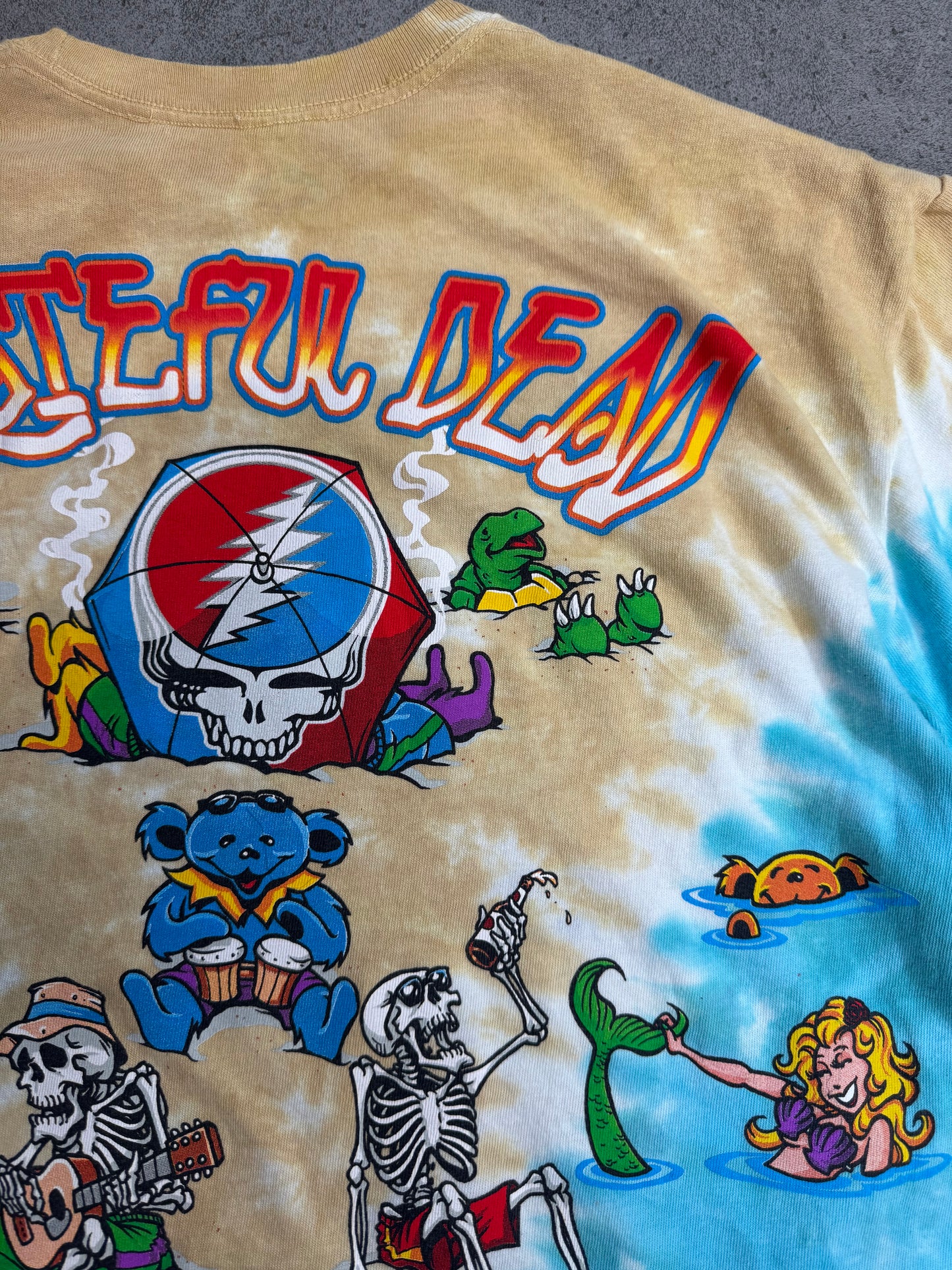 【Grateful Dead LIQUID BLUE JAM BAKE タイダイTシャツ】両面プリント ベージュ×ターコイズ Mサイズ/8-66