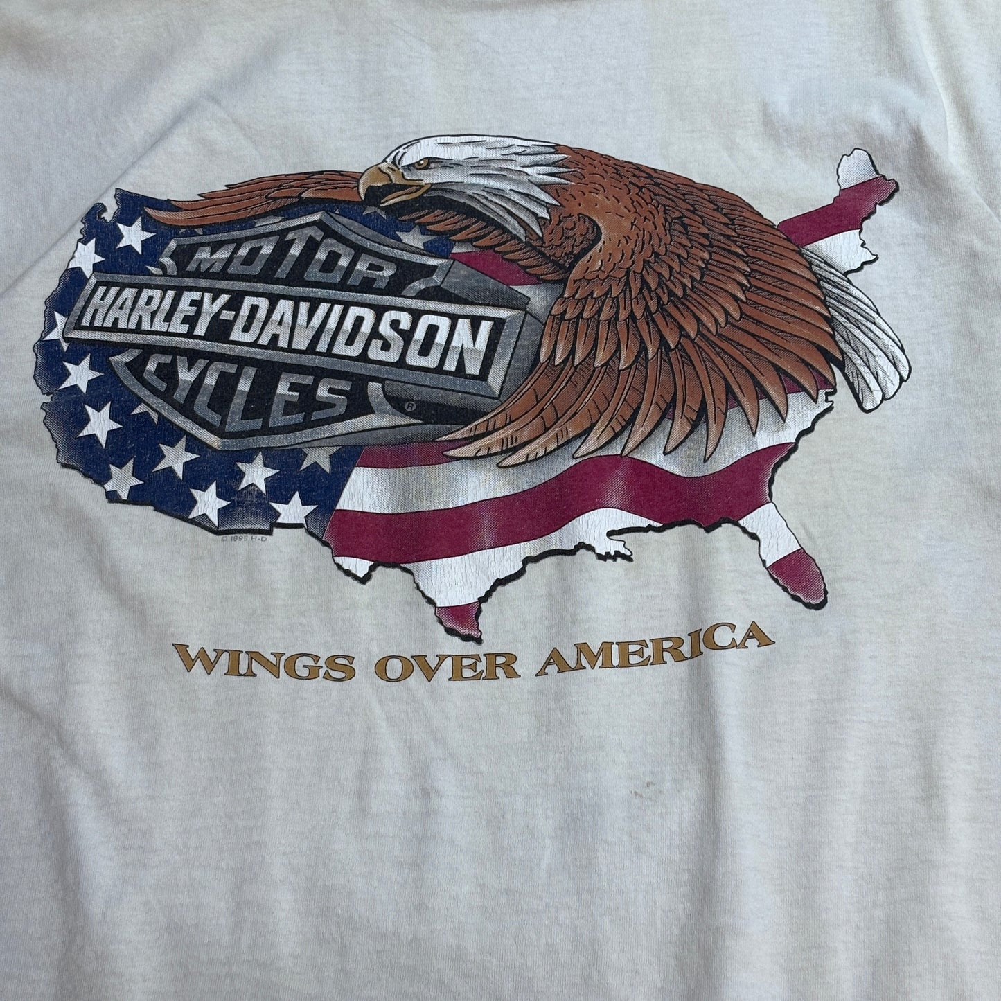 HARLEY-DAVIDSON USA製 WINGS OVER AMERICA 星条旗スリーブ 両面プリントTシャツ XL ハーレーダビッドソン メンフィス/4-34