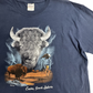 2006 GILDAN Custer, South Dakota バイソン アニマルプリント Tシャツ ネイビー/7-62