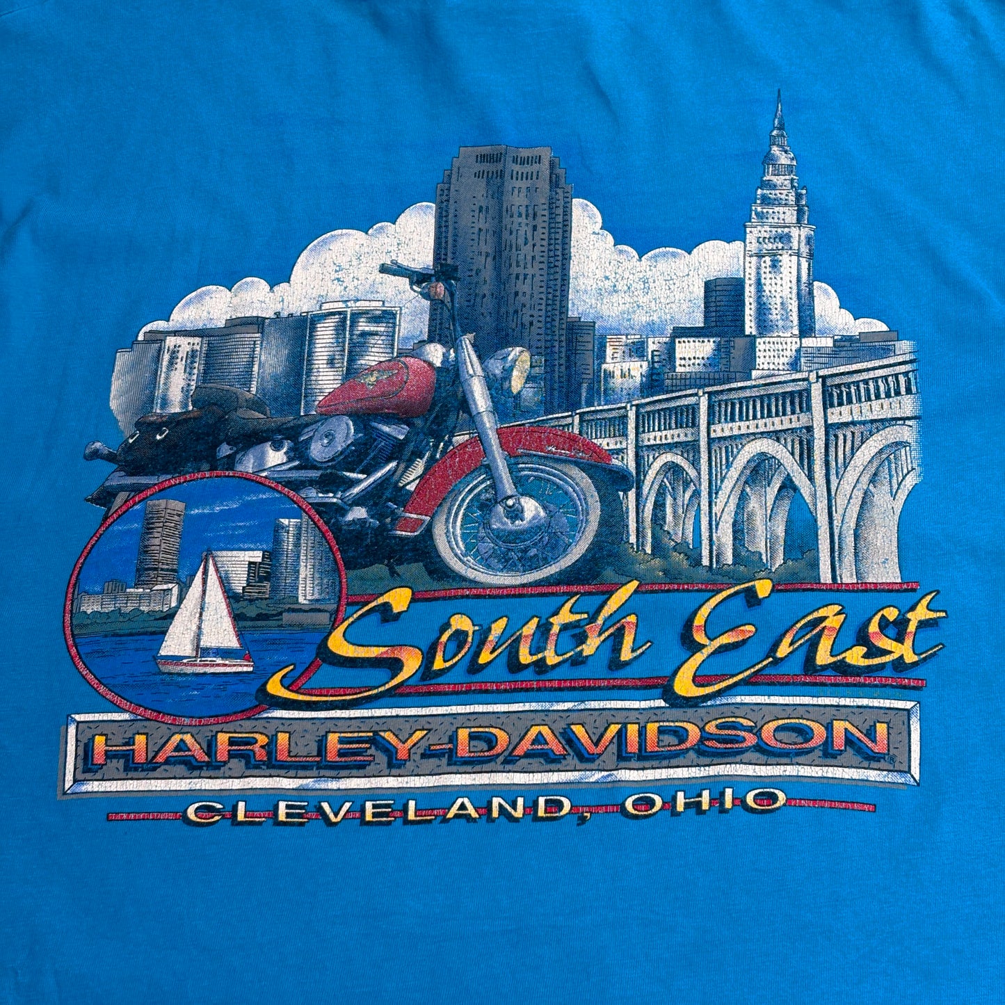 【Harley-Davidson Cleveland Ohio プリントTシャツ】South East 両面プリント USA製 XXL 古着/8-15