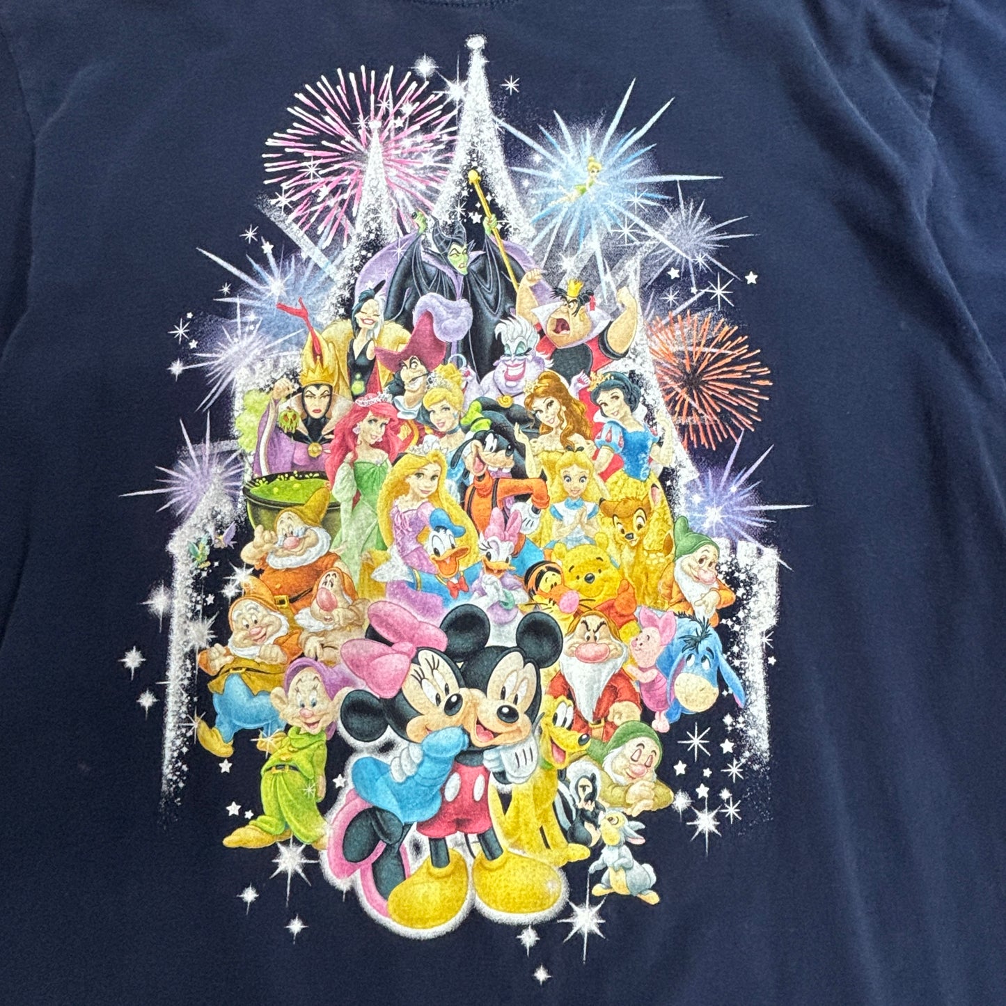 【Disney（ディズニー）キャラクターTシャツ】オールスター キャッスル プリントTシャツ ネイビー/7-34