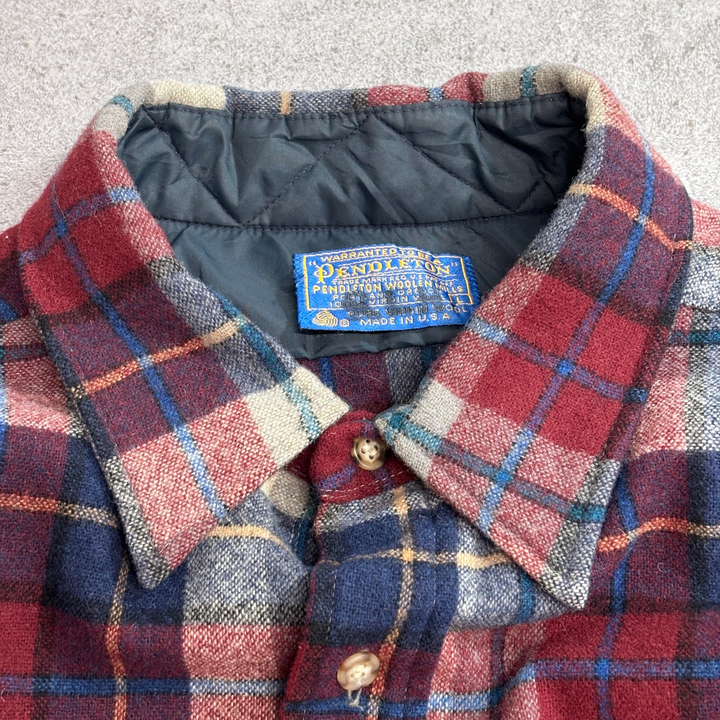 【Pendleton チェック柄 ウールシャツジャケット】ペンドルトン USA製 100%ヴァージンウール キルティングライナー付き 古着/8-10