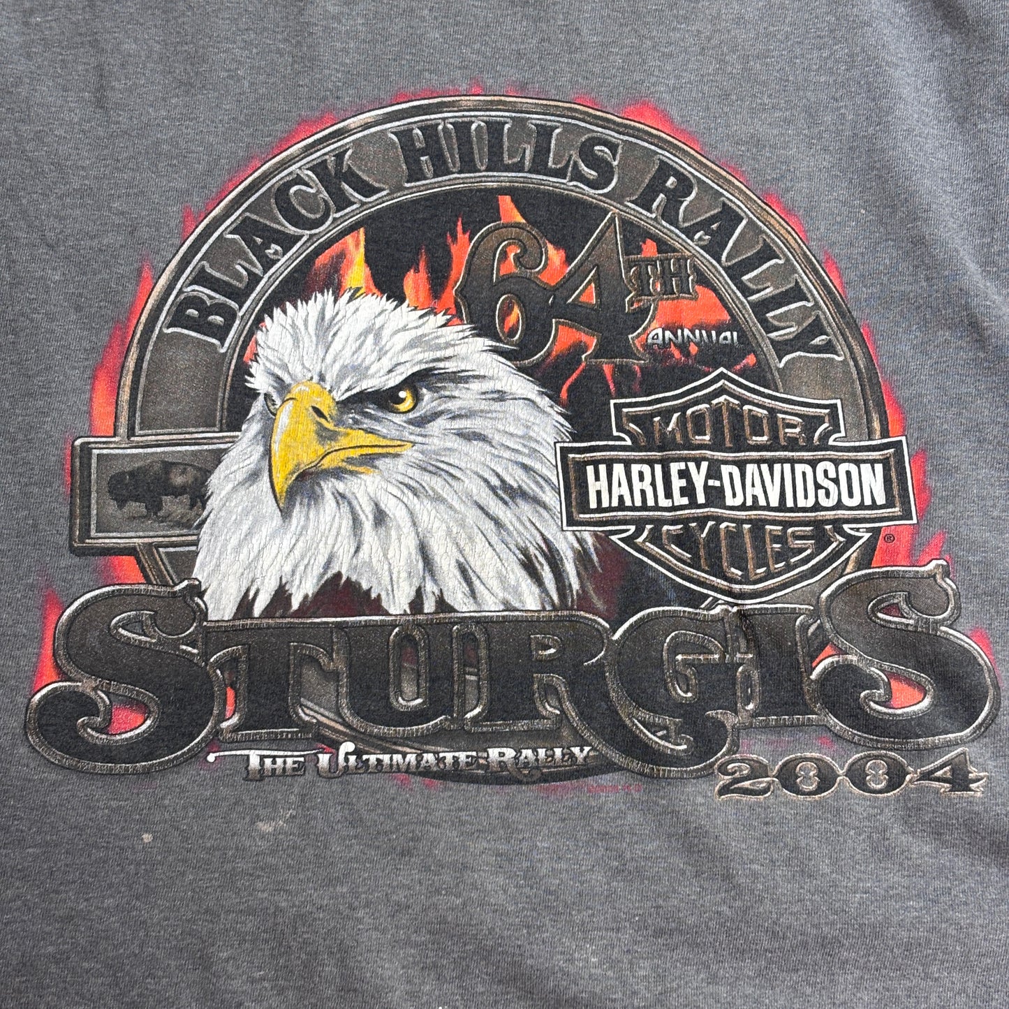 【Harley-Davidson 2004 Sturgis ロングスリーブTシャツ】ブラックヒルズラリー 両面 袖プリント USA製 3X 古着/8-14