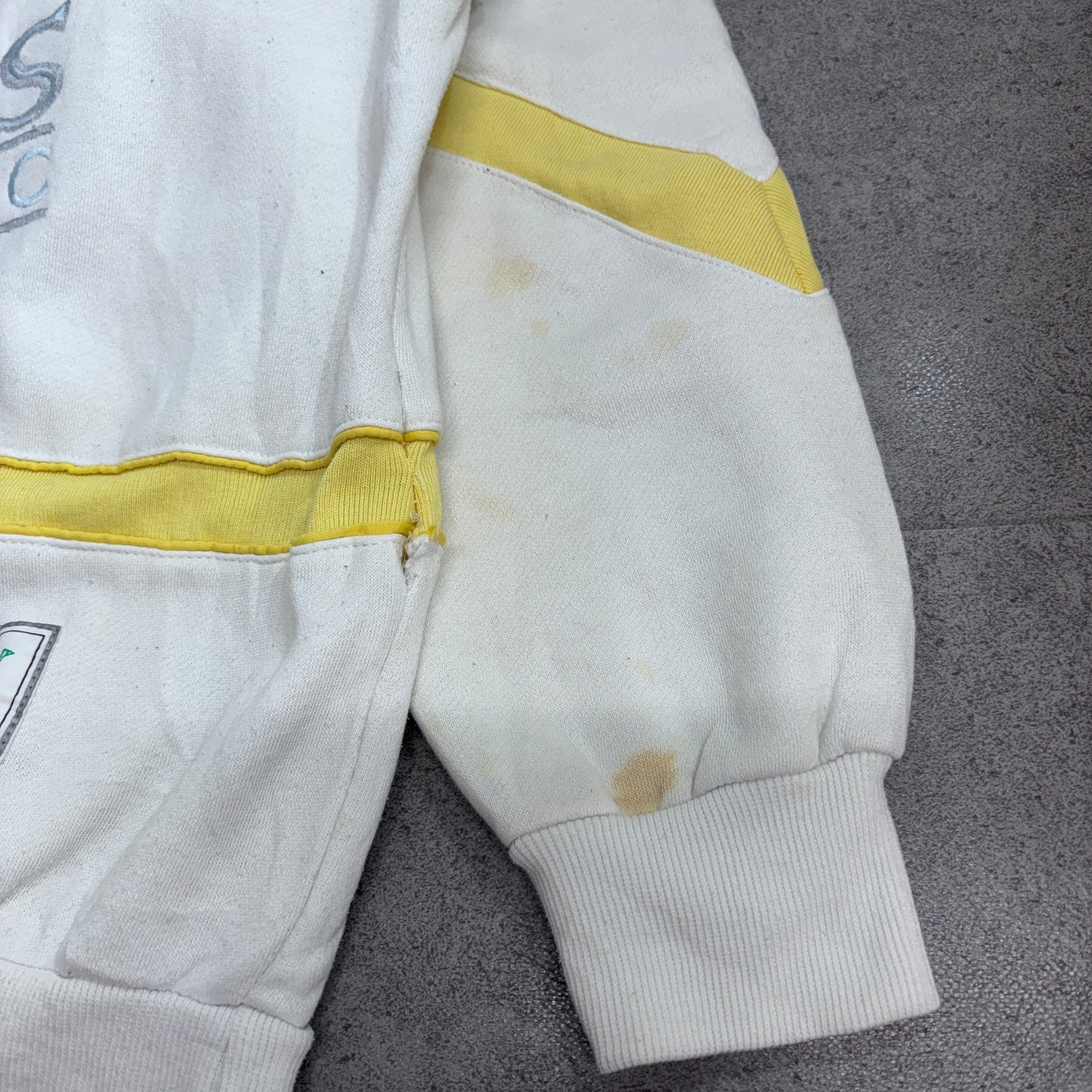 adidas トレフォイル ゴルフスウェット “THE HILLS CLASSIC” / ホワイト×イエロー×サックス / MADE IN HONG KONG/2-1