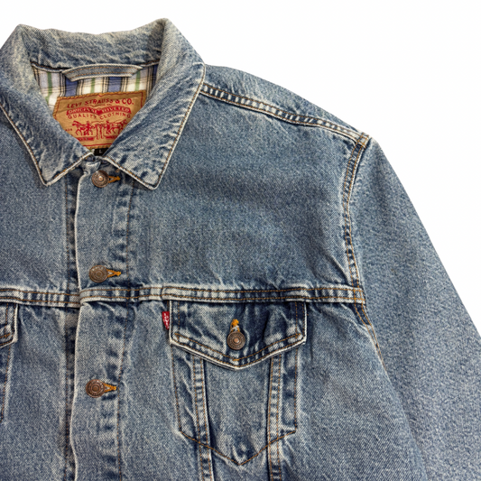 Levi’s USA製 チェックライナー 中綿デニムジャケット LARGE ブルーデニム ブランケットライナー/4-1