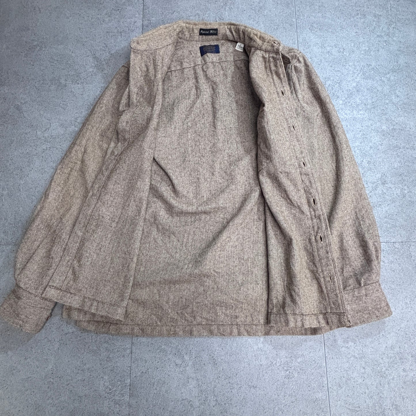 【JUDD INC. ヘリンボーン ウールシャツ】Imported Fabric エルボーパッチ ブラウン L/8-73