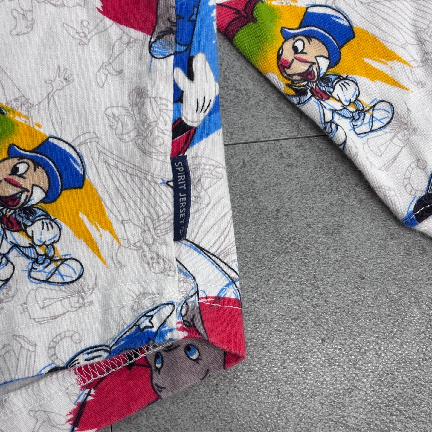 Disney Spirit Jersey ウォルトディズニーワールド 総柄 ロングスリーブTシャツ M USA製 ホワイト/4-36