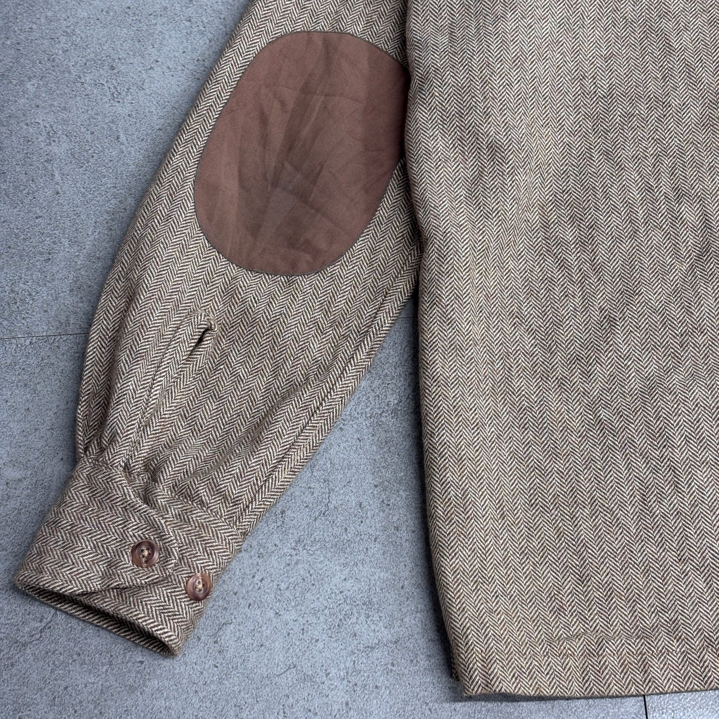 【JUDD INC. ヘリンボーン ウールシャツ】Imported Fabric エルボーパッチ ブラウン L/8-73