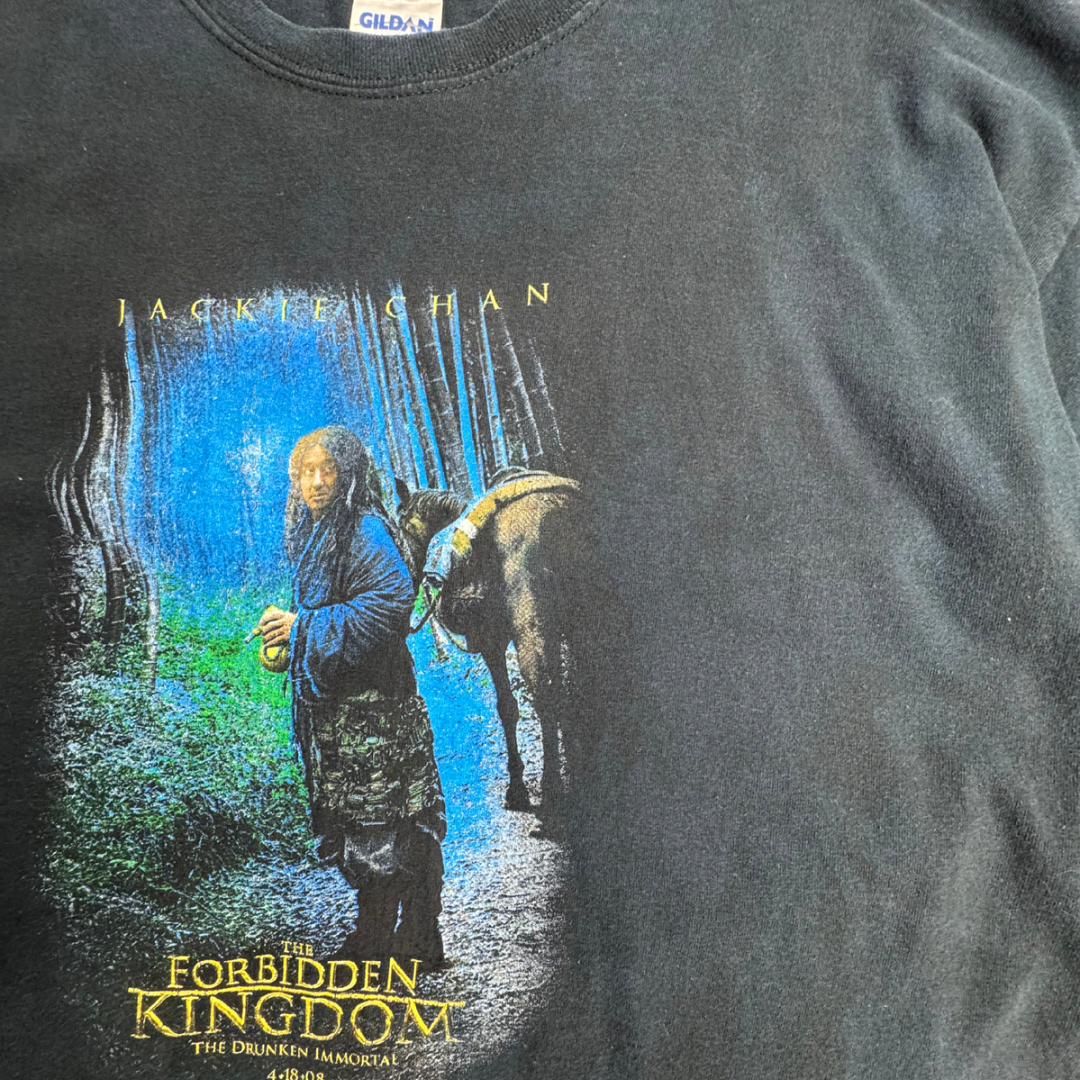 【ジャッキー・チェン 映画Tシャツ】The Forbidden Kingdom 2008 プロモ GILDAN XL ブラック 古着/8-70
