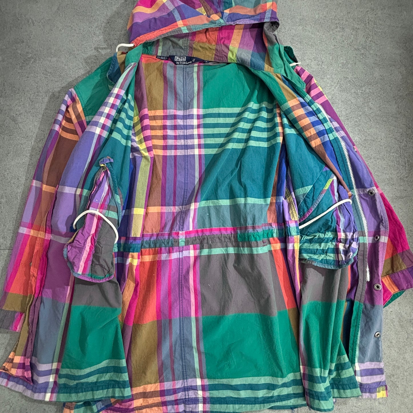 Polo by Ralph Lauren チェック フードジャケット / 90s IDEALジップ / Made in Hong Kong / XLサイズ1-5