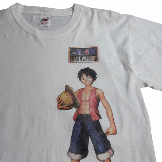 【ONE PIECE PIRATE WARRIORS モンキー・D・ルフィ Tシャツ】FRUIT OF THE LOOM HEAVY COTTON サイズL/8-75