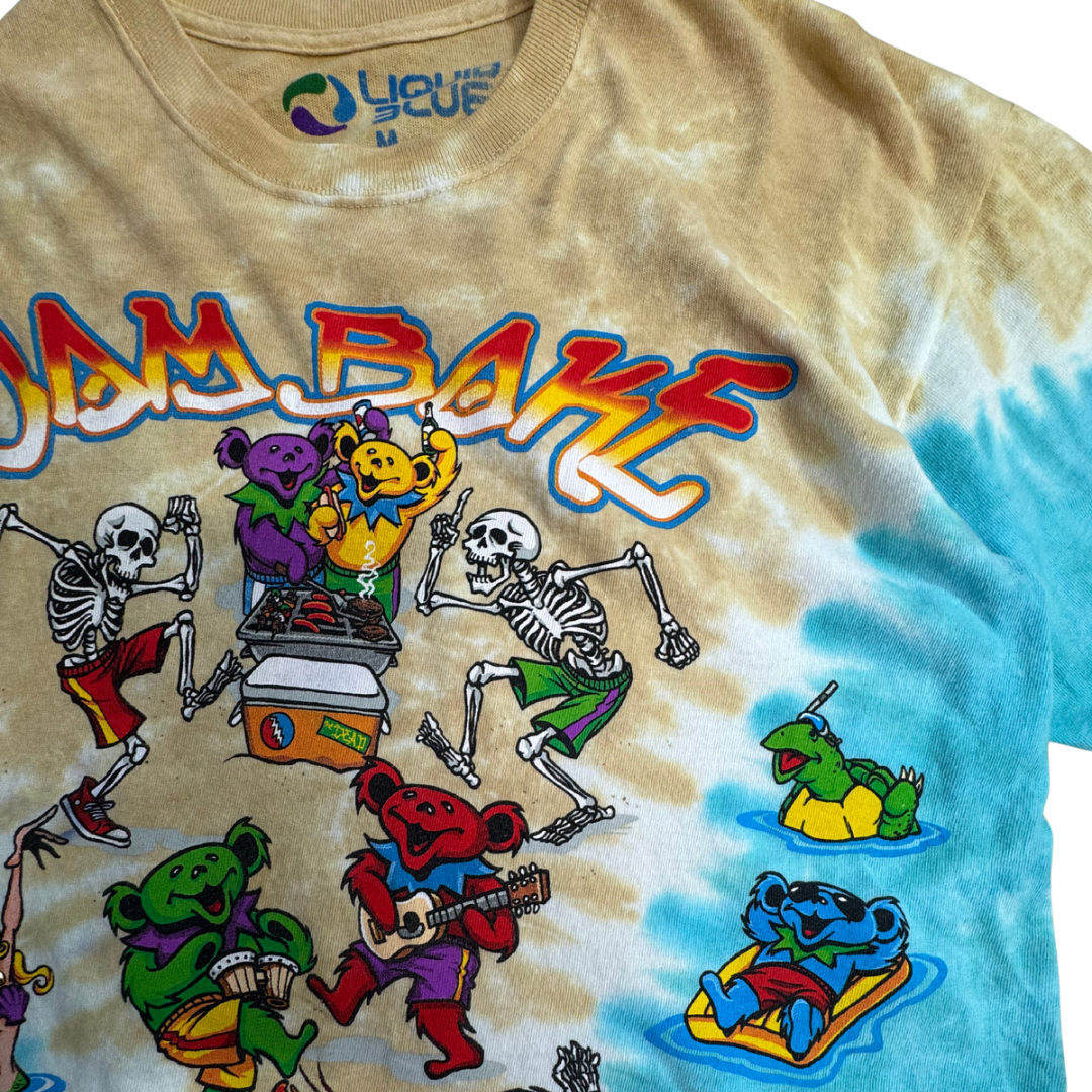 【Grateful Dead LIQUID BLUE JAM BAKE タイダイTシャツ】両面プリント ベージュ×ターコイズ Mサイズ/8-66