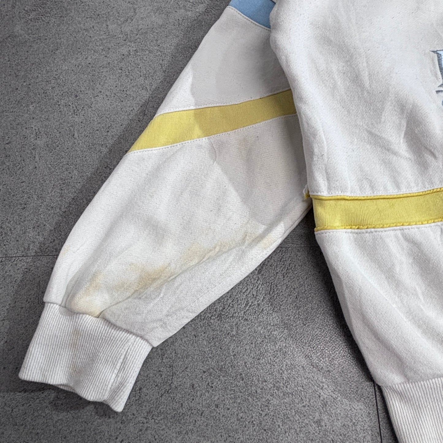 adidas トレフォイル ゴルフスウェット “THE HILLS CLASSIC” / ホワイト×イエロー×サックス / MADE IN HONG KONG/2-1