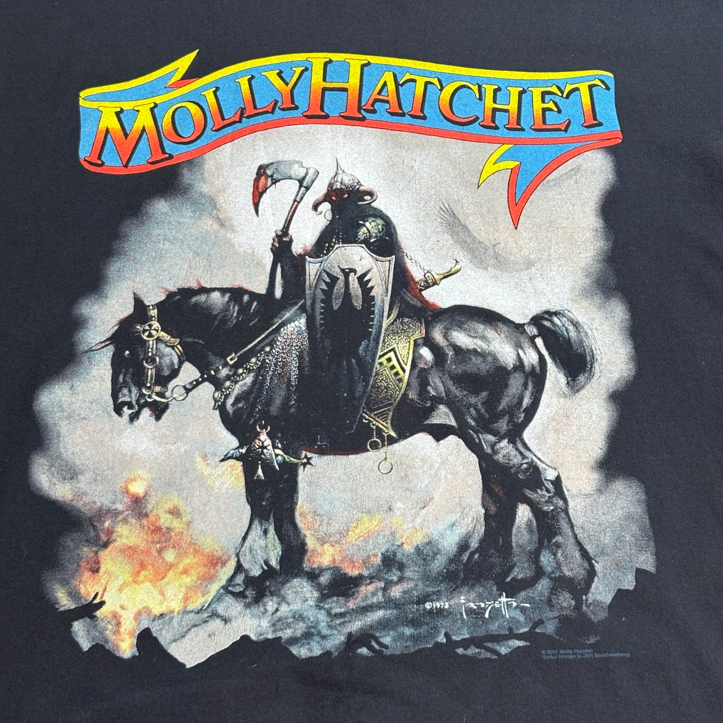 【Molly Hatchet 2001 プリントTシャツ】モリー・ハチェット サザンロック バンドT Anvil XL ブラック 古着/8-51