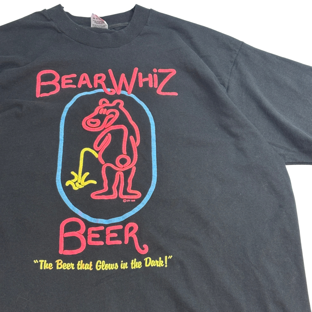 【90s USA製 BEAR WHIZ BEER 発泡プリントTシャツ】FRUIT OF THE LOOM / Bear Whiz Beer / 1988コピーライト / USA製/7-70