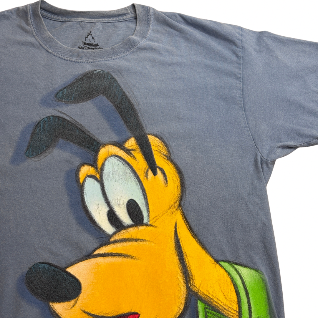 【Disney Pluto 両面ビッグプリントTシャツ】プルート Disneyland Resort Hanes ボディ キャラクターT 古着/8-4