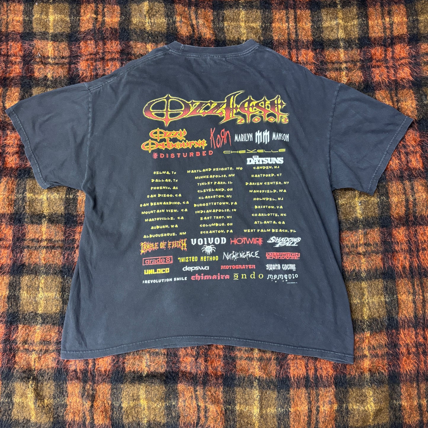 【Ozzy Osbourne Ozzfest 2003 Tシャツ】オジーオズボーン バンドT フェスT Tennessee River ブラック 古着/6-6