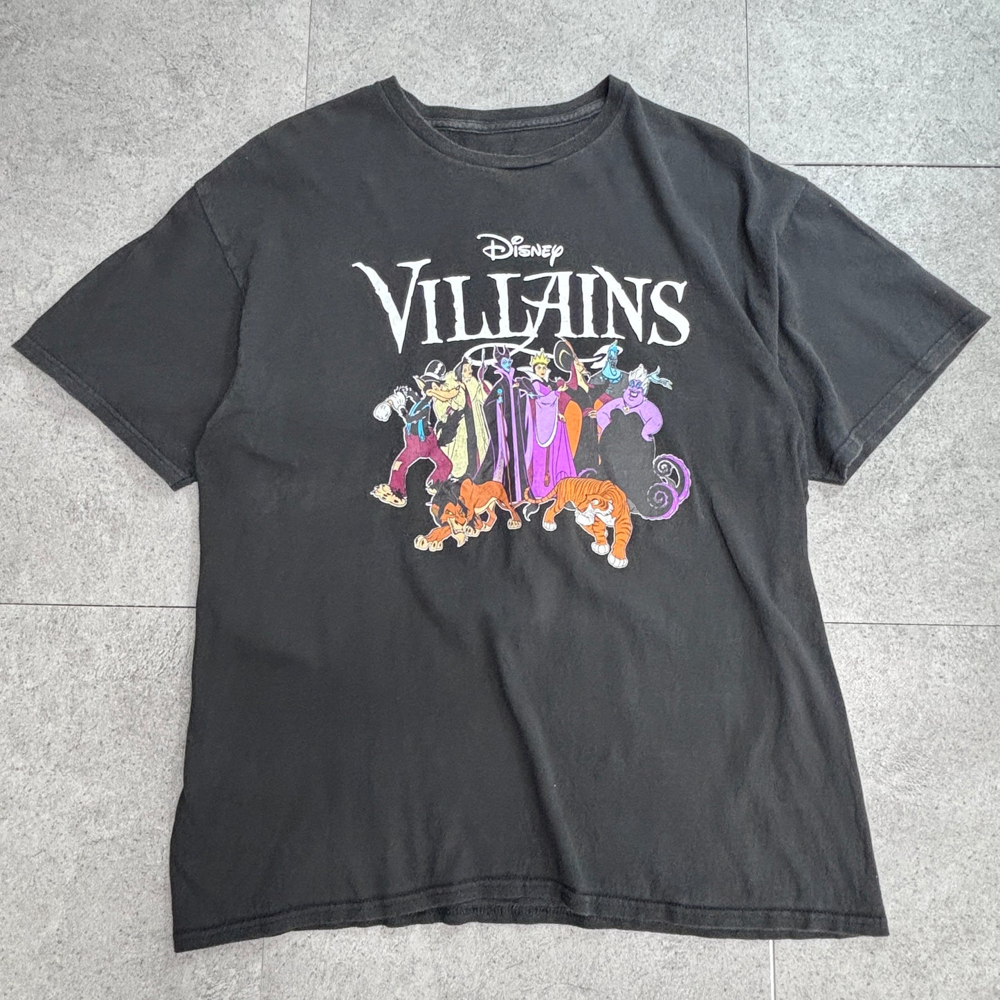 【Disney VILLAINS プリントTシャツ】ディズニー ヴィランズ ブラック キャラクター アニメT 古着/6-2