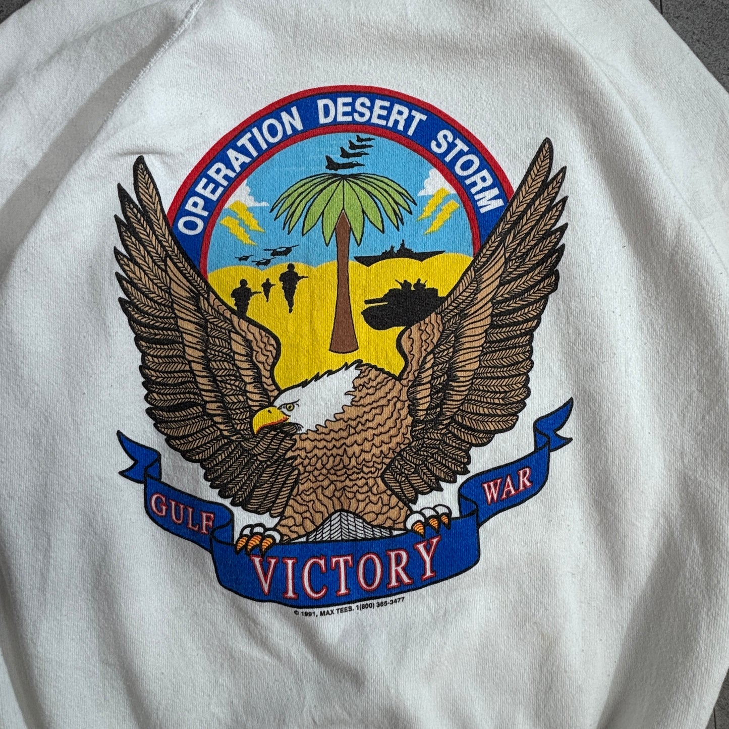 Hanes スウェット / ホワイト / Operation Desert Storm 両面プリント / 1991年製 USA製ボディ/2-15