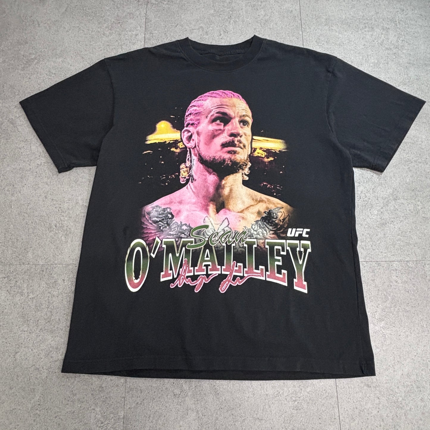 【Sean O’Malley UFC プリントTシャツ】ショーン・オマリー SUGA 両面プリント ブラック 格闘技 MMA 古着/7-113