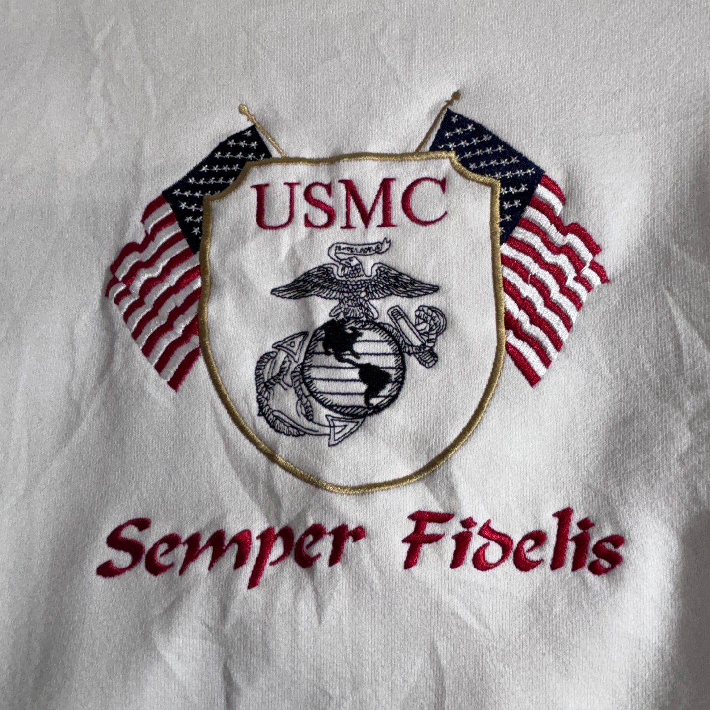 BASIC ISSUE スウェット / USMC 刺繍ロゴ / MADE IN USA / ホワイト / 2XL/2-52