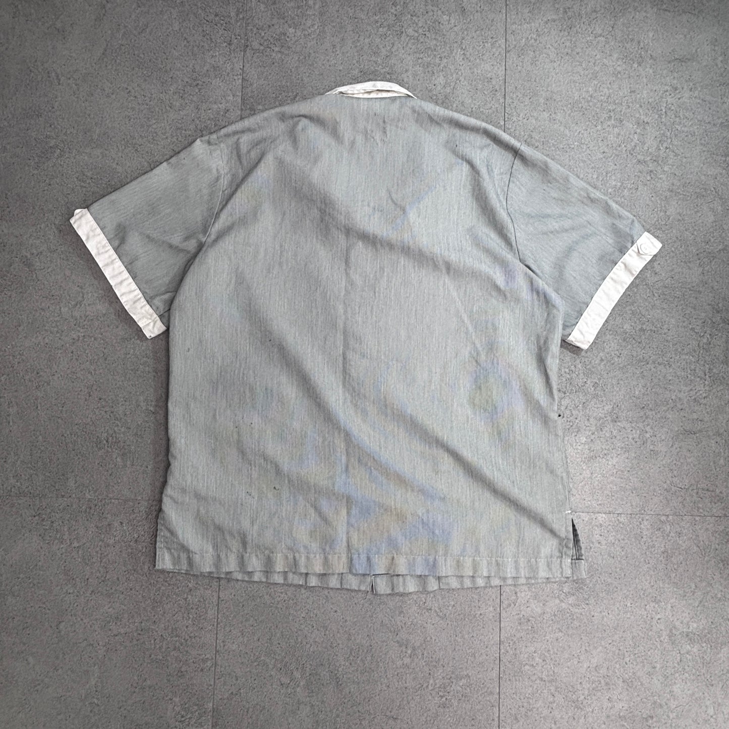【RED KAP OAKVIEW ワークシャツ 半袖 グレー】企業ロゴ 刺繍 レッドキャップ ワーク 古着/4-54