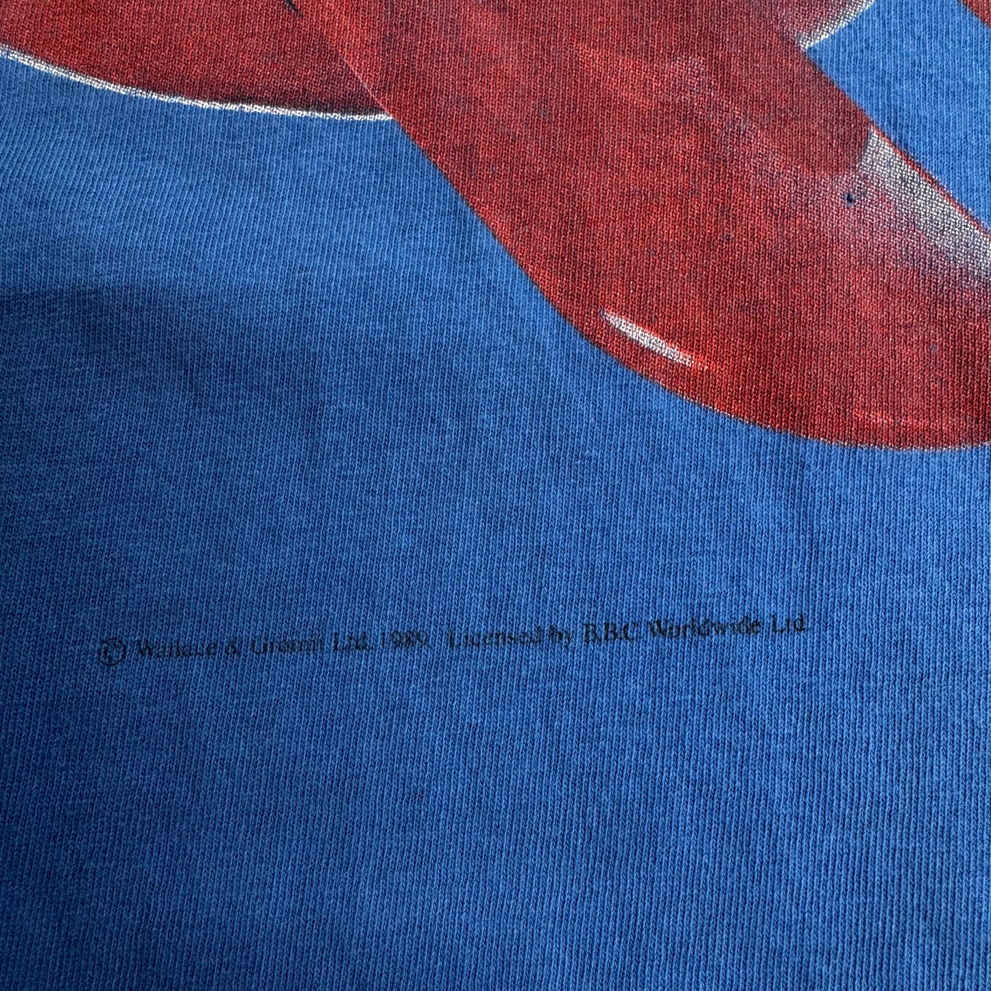 【Wallace & Gromit 飛行機プリントTシャツ】ウォレスとグルミット / DELTA / キャラクターTシャツ / ブルー/7-67
