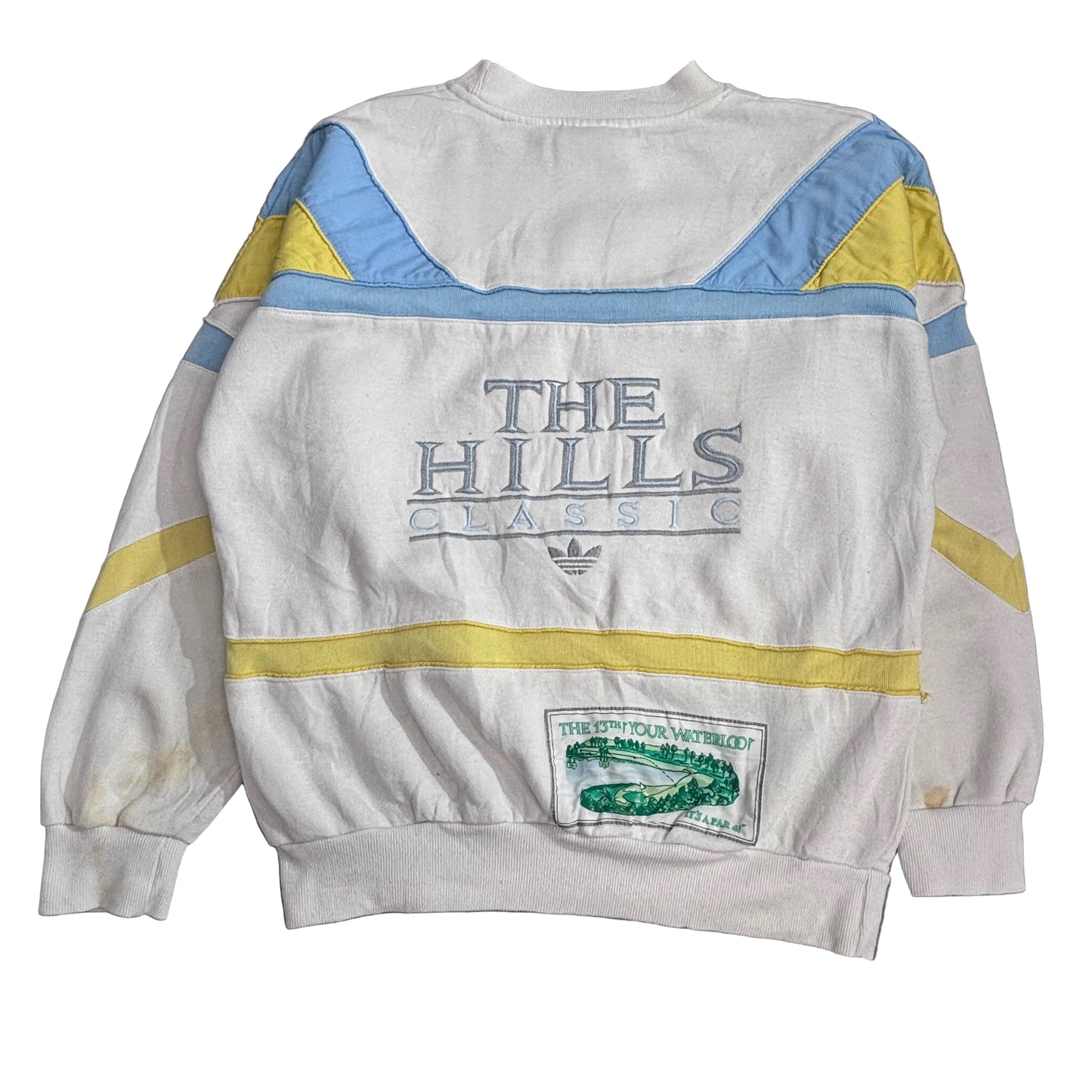 adidas トレフォイル ゴルフスウェット “THE HILLS CLASSIC” / ホワイト×イエロー×サックス / MADE IN HONG KONG/2-1