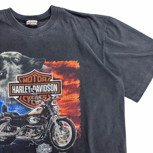 HARLEY-DAVIDSON 2000年コピーライト Tシャツ ブラック フェード ヴィンテージ/4-3