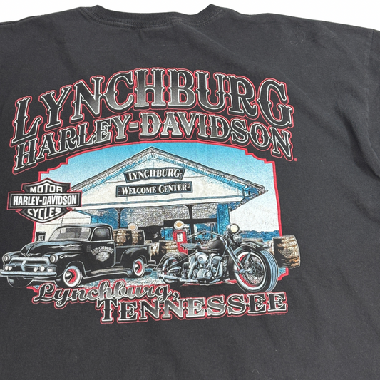 【HARLEY-DAVIDSON Lynchburg Tennessee 両面プリントTシャツ】2013年 XL ブラック USAディーラーTシャツ/8-43