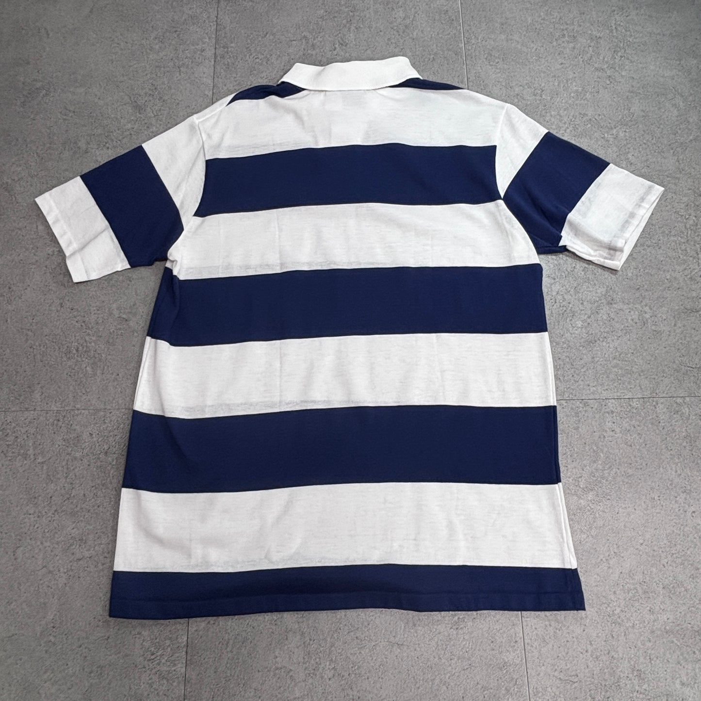 【USA製 WHANG SPORTS APPAREL ボーダー ポロシャツ】ネイビー×ホワイト XL/8-74