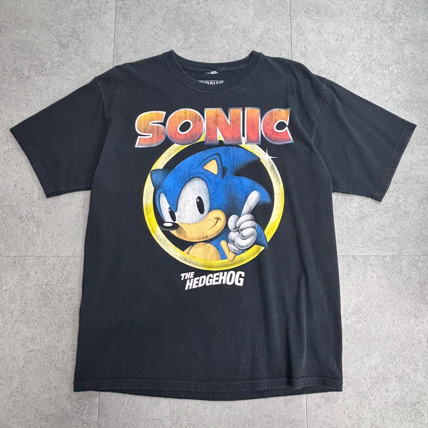 SONIC THE HEDGEHOG ソニック・ザ・ヘッジホッグ キャラクタープリントTシャツ ブラック L SEGA/4-8