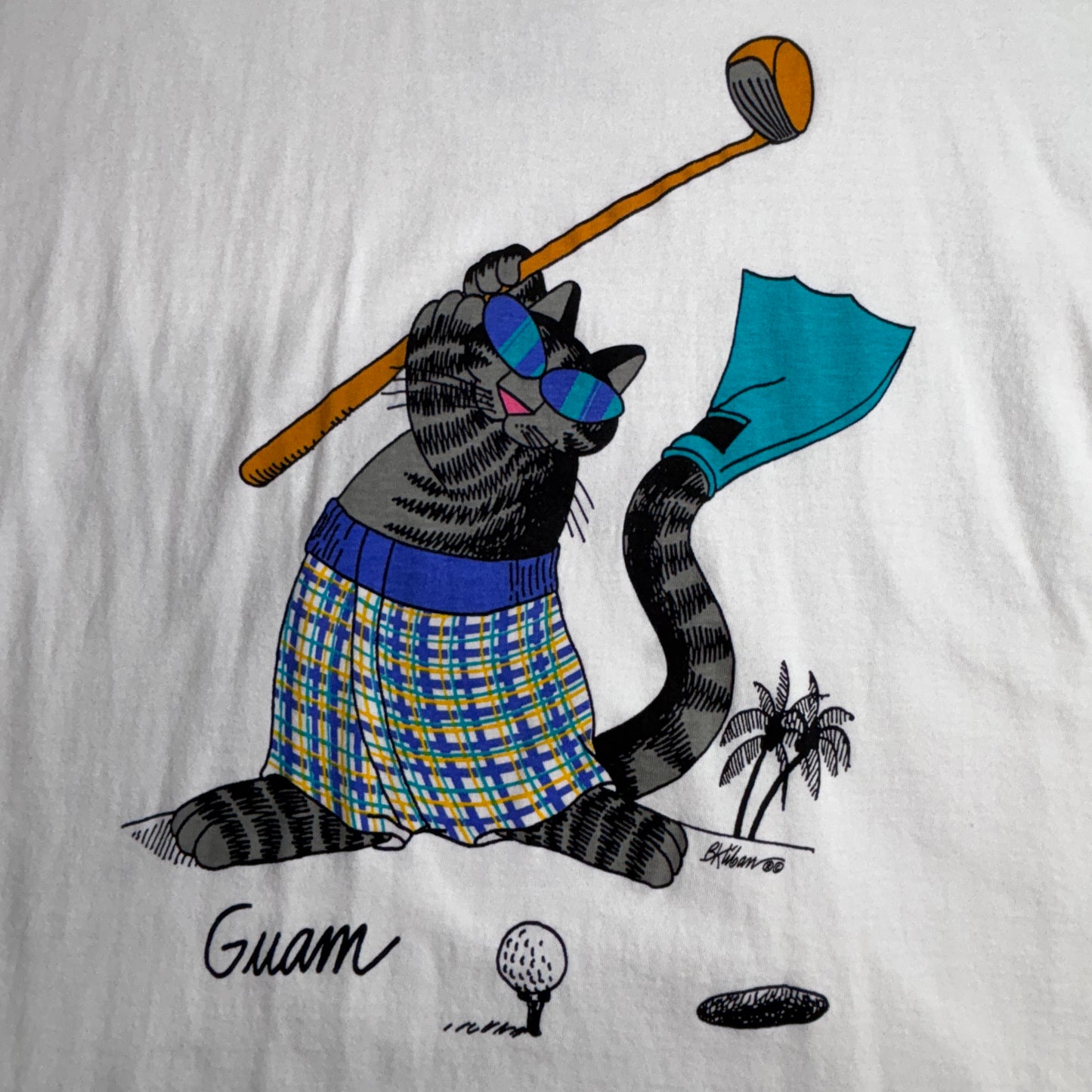 Crazy Shirts “Guam Cat Golfer” 1990年代製 / MADE IN USA / アロハキャット ゴルフTシャツ / XL/2-26