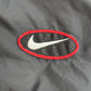 【90s NIKE ナイキ ナイロンジャケット】ビッグスウッシュ 刺繍ロゴ XL ブラック×ネイビー×ホワイト×レッド マレーシア製 古着/9-1