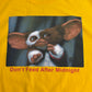 【Gremlins Gizmo プリントTシャツ】ギズモ Don’t Feed After Midnight イエロー 映画T キャラクターT 古着/8-5
