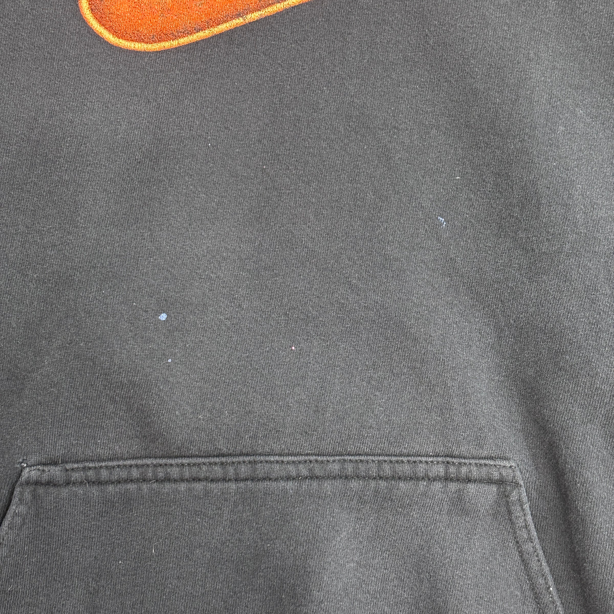 【90s NIKE ビッグスウッシュ パーカー】ナイキ ブラック フェード オレンジスウッシュ XL 銀タグ 古着/9-5