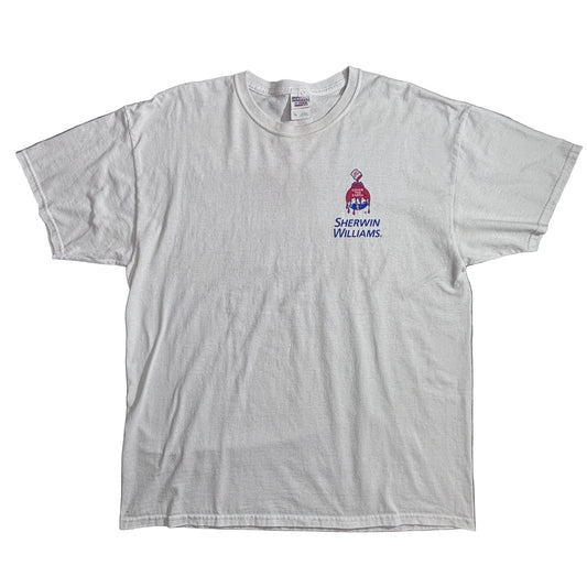 Sherwin Williams “COVER THE EARTH” 両面プリント企業ロゴTシャツ / ホワイト / XL / JERZEESボディ/2-24