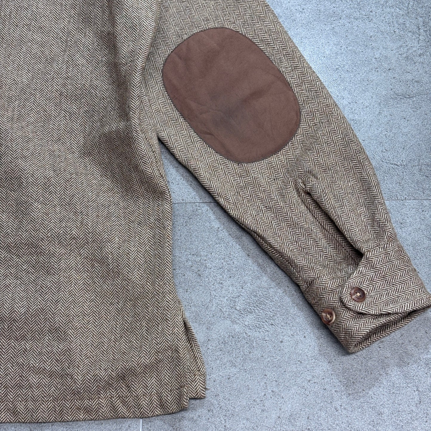 【JUDD INC. ヘリンボーン ウールシャツ】Imported Fabric エルボーパッチ ブラウン L/8-73