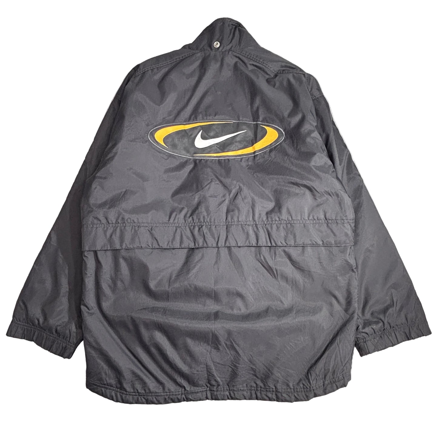 NIKE 90s ナイロンジャケット ブラック×イエロー リバーシブル仕様 スウォッシュ刺繍 インド製 Sサイズ1-9