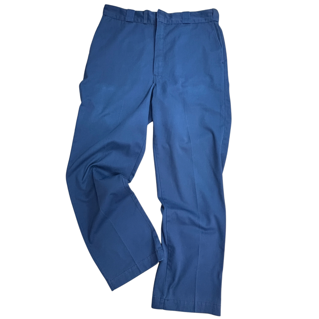 【Dickies ワークパンツ ブルー 38×33】USA製 ディッキーズ 874系 チノパン ワーク 古着