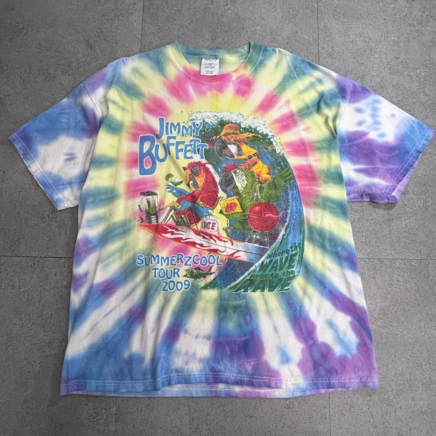 Jimmy Buffett 2009 Summerzcool Tour タイダイTシャツ バンドT ツアーT 両面プリント マルチカラー/4-10