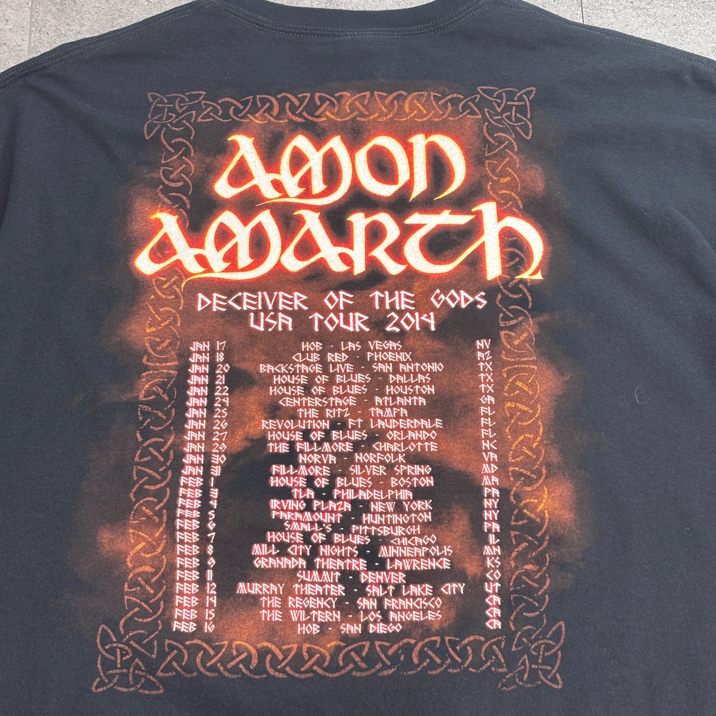 【Amon Amarth Deceiver of the Gods USA Tour 2014 バンドTシャツ】ブラック / 両面プリント / Anvilボディ / 2XL/7-1