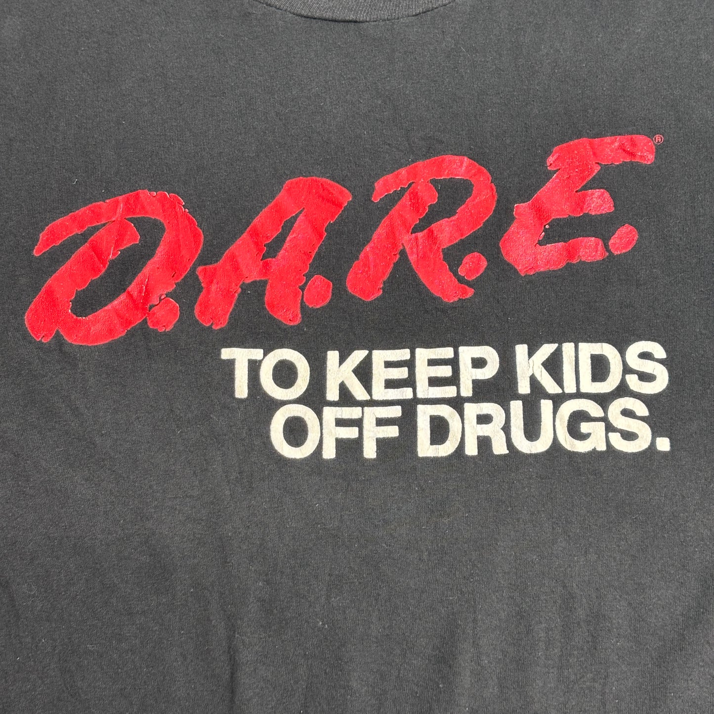 【90s D.A.R.E. “TO KEEP KIDS OFF DRUGS.” Tシャツ】Hanes XL ブラック USAファブリック アンチドラッグ 古着/8-38