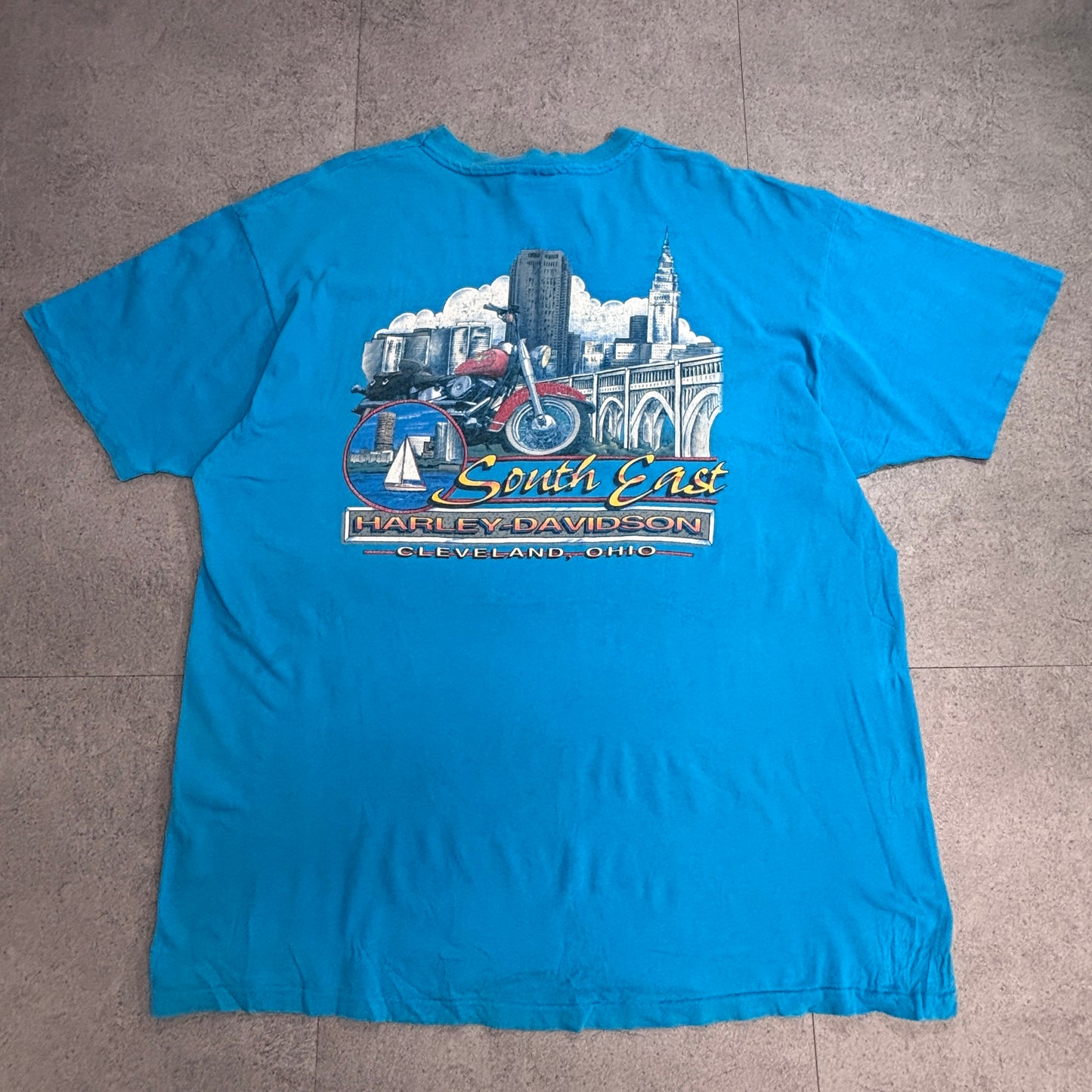 【Harley-Davidson Cleveland Ohio プリントTシャツ】South East 両面プリント USA製 XXL 古着/8-15