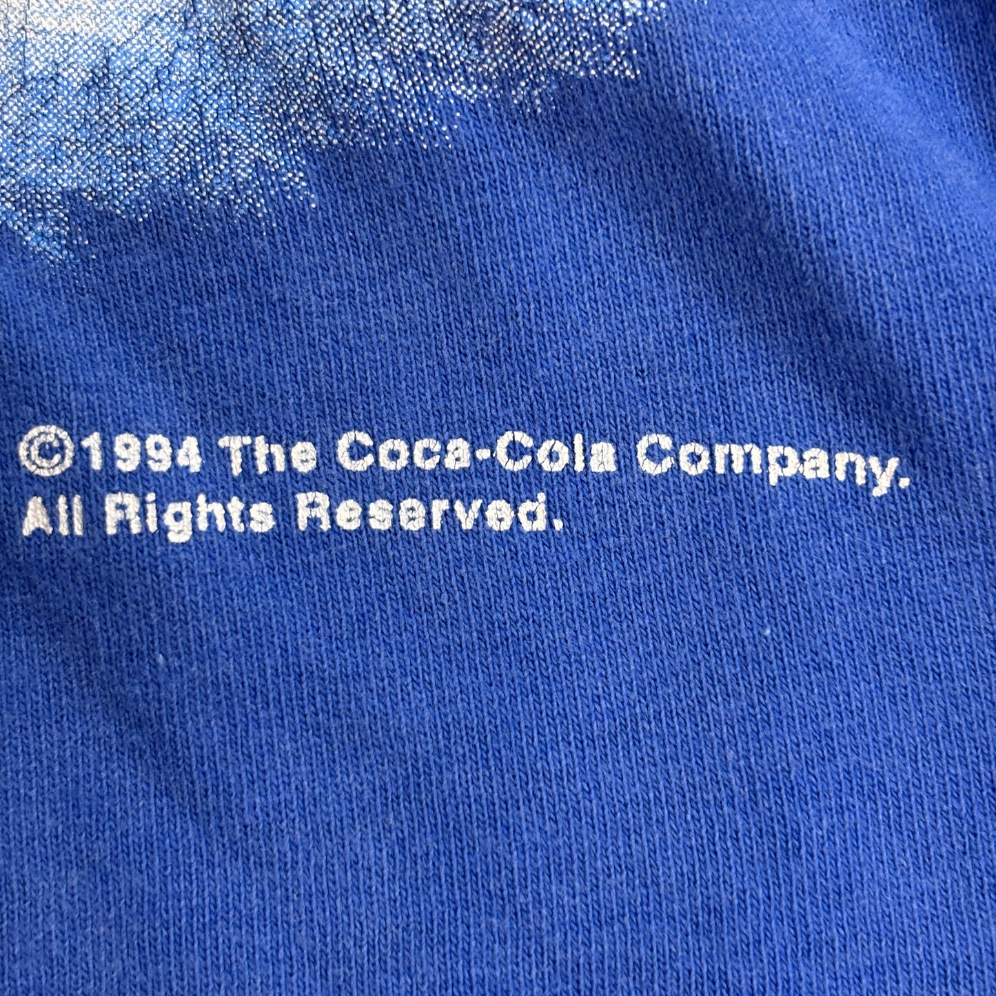 【Coca-Cola 1994 ポーラーベア プリントTシャツ】コカコーラ シロクマ サングラス 青ボディ 90s 古着/8-40