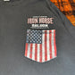 【2020年製】IRON HORSE SALOON ロンT｜バイカーロングスリーブTシャツ アメリカ製風プリント USA国旗ポケット付き