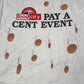 【ヴィンテージ風】Food City “Pay A Cent Event” 両面プリントTシャツ／ユニークペニーデザイン／USAカルチャー系・古着スタイルに◎