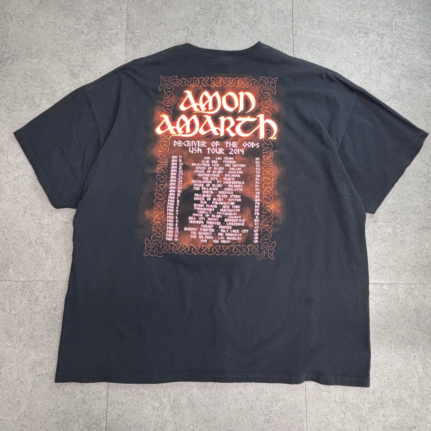 【Amon Amarth Deceiver of the Gods USA Tour 2014 バンドTシャツ】ブラック / 両面プリント / Anvilボディ / 2XL/7-1