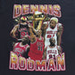 【Dennis Rodman プリントTシャツ】デニス・ロッドマン シカゴ・ブルズ 91 バスケT NBA系 ブラック 古着/7-112